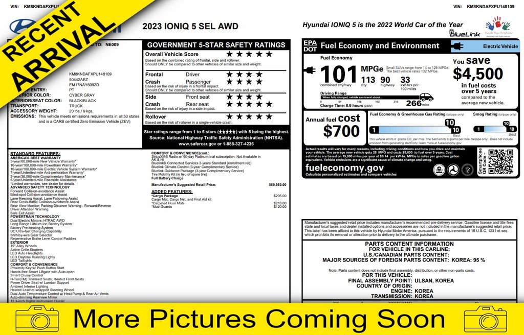 hyundai ioniq 5 2023 KM8KNDAFXPU148109 image hyundai ioniq 5 2023 KM8KNDAFXPU148109 image